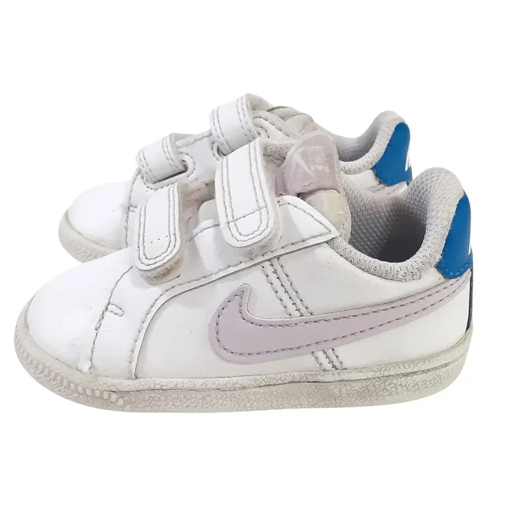 Nike Court Royale Baby Sneakers White Leather Toddler 4.5 Blue Running Shoes
